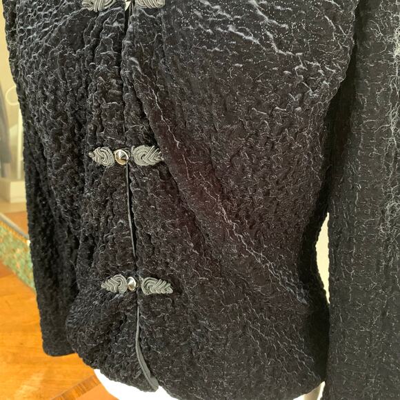 Vintage Arianna by Rachel Kaye Sz 8 Velvet Crinkle Textured Blazer Jacket Black - Picture 9 of 11